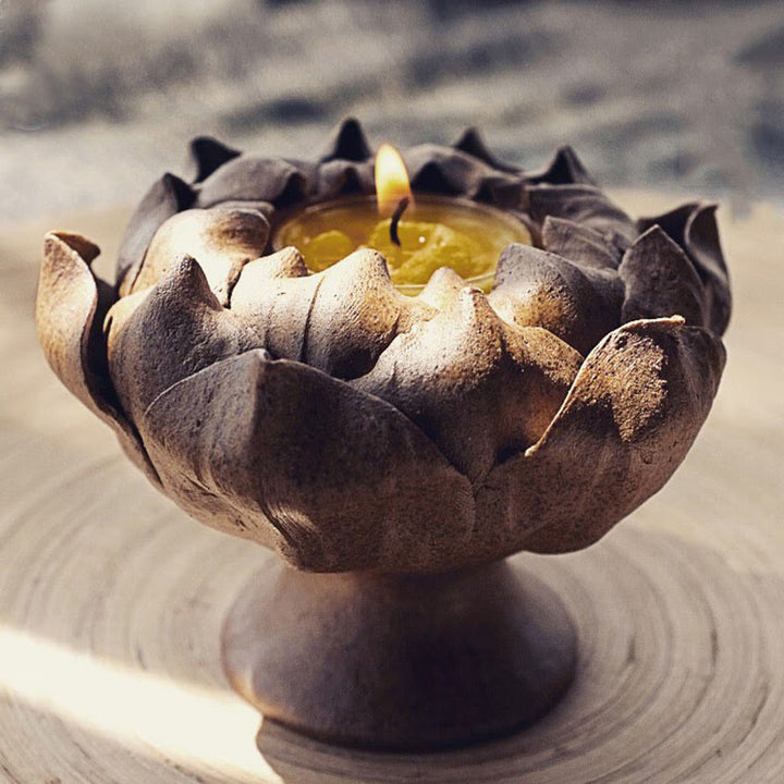 Buddha Stones蓮の花 陶器 キャンドルホルダー 香炉 家の装飾