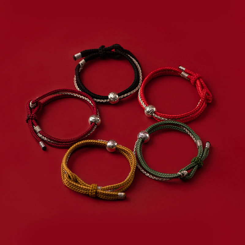 Buddha Stones925 スターリングシルバー チベット ザキラム 富と幸運の女神 ロープブレスレット
