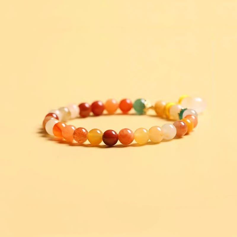 Buddha Stones14K ゴールドメッキ カラフル ゴールデン シルク 翡翠 平和バックル 富のブレスレット