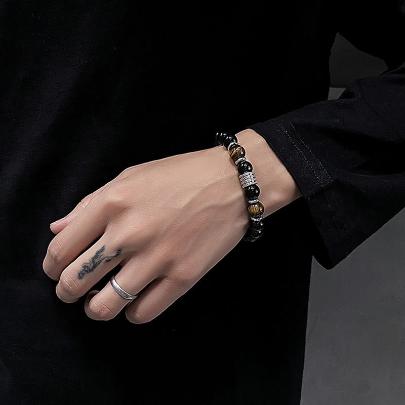 Buddha Stones天然黒曜石 タイガーアイ 強さと充実感のブレスレット - image 6