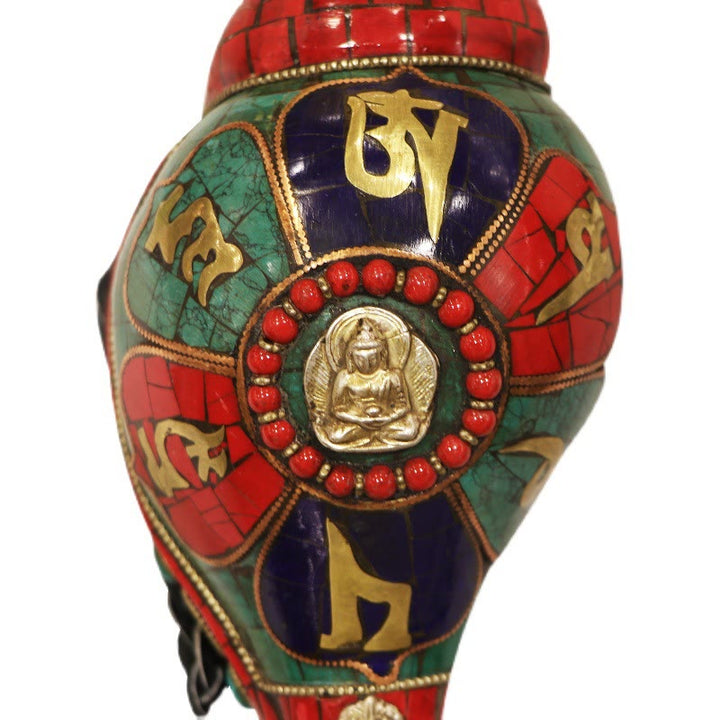 チベットの手作りシャンカオーム・マニ・パドメ・フム仏法螺貝幸運の装飾 - image 14