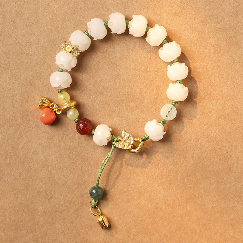 Buddha Stones天然菩提樹の種子蓮かぼちゃビーズ平和ハーモニーブレスレット