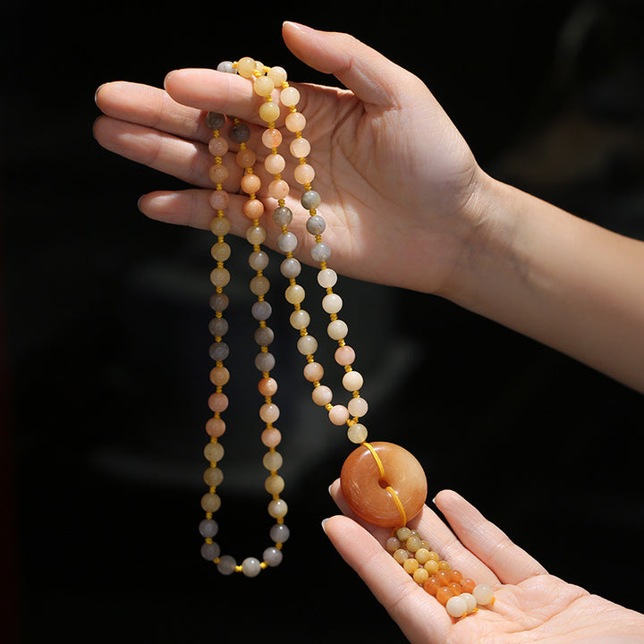 Buddha Stonesチベット黄金シルク翡翠富のペンダントネックレス