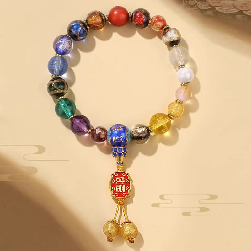 Buddha Stonesチベット カラフル 香灰 リュウリ ガラスビーズOm Mani Padme Humドルジェヴァジュラ 18ビーズ リストMala
