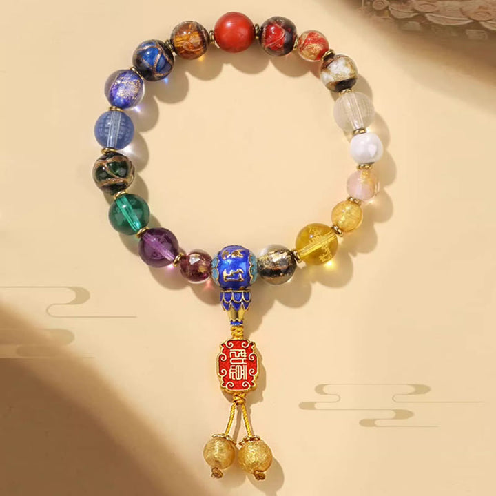 Buddha Stonesチベット カラフル 香灰 リュウリ ガラスビーズOm Mani Padme Humドルジェヴァジュラ 18ビーズ リストMala
