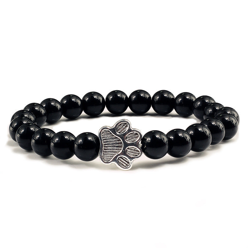 Buddha Stones 「犬を救おう」ストーンブレスレット - 鮮やかな黒のビーズ - image 10