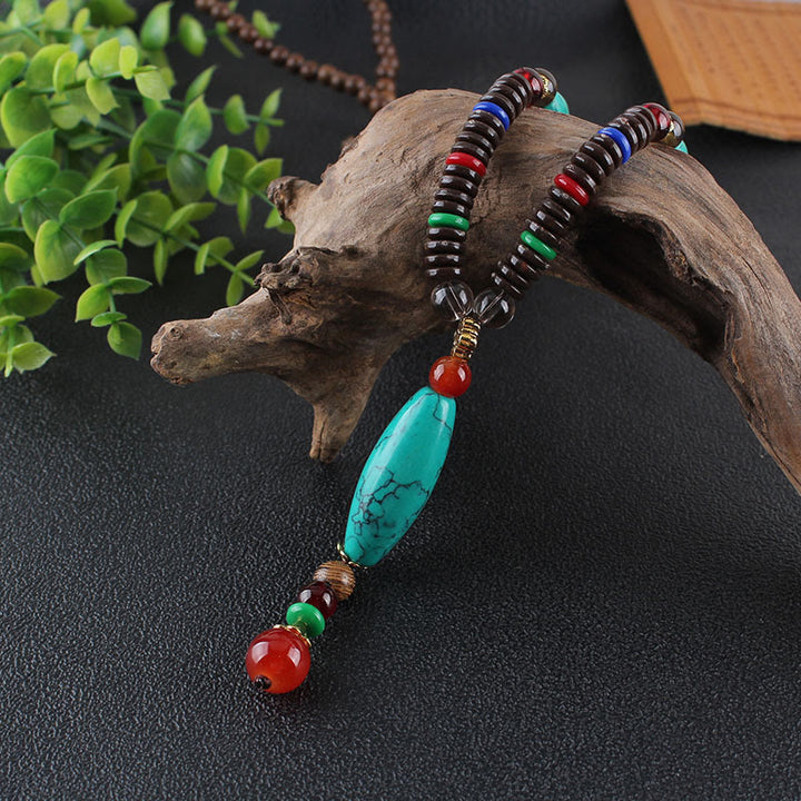 Buddha Stonesウェンジウッドターコイズストーン保護落ち着いたネックレスペンダント