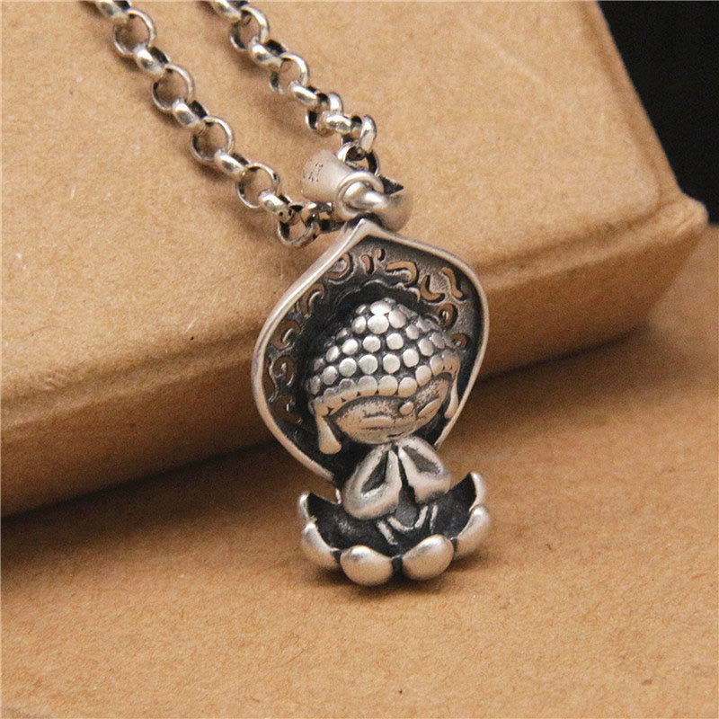 Buddha Stones999スターリングシルバー 瞑想ブッダ ロータス セレニティ ネックレス ペンダント - image 2