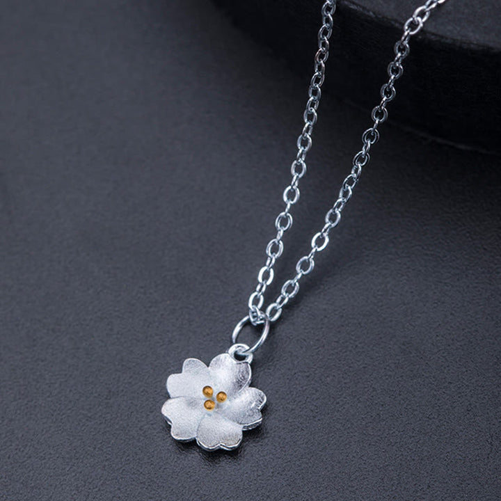 Buddha Stones925スターリングシルバー 桜の花の祝福ネックレスペンダント