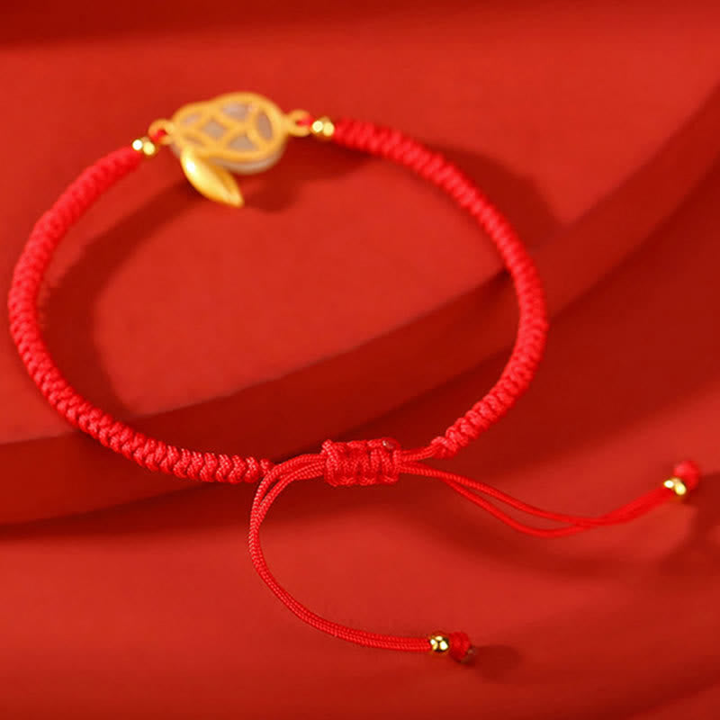 Buddha Stones925 スターリングシルバー 卯年 和田白翡翠 幸運の赤い糸 守護ブレスレット