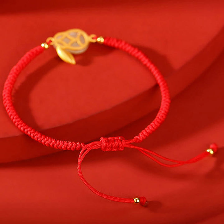 Buddha Stones925 スターリングシルバー 卯年 和田白翡翠 幸運の赤紐守護ブレスレット - image 4