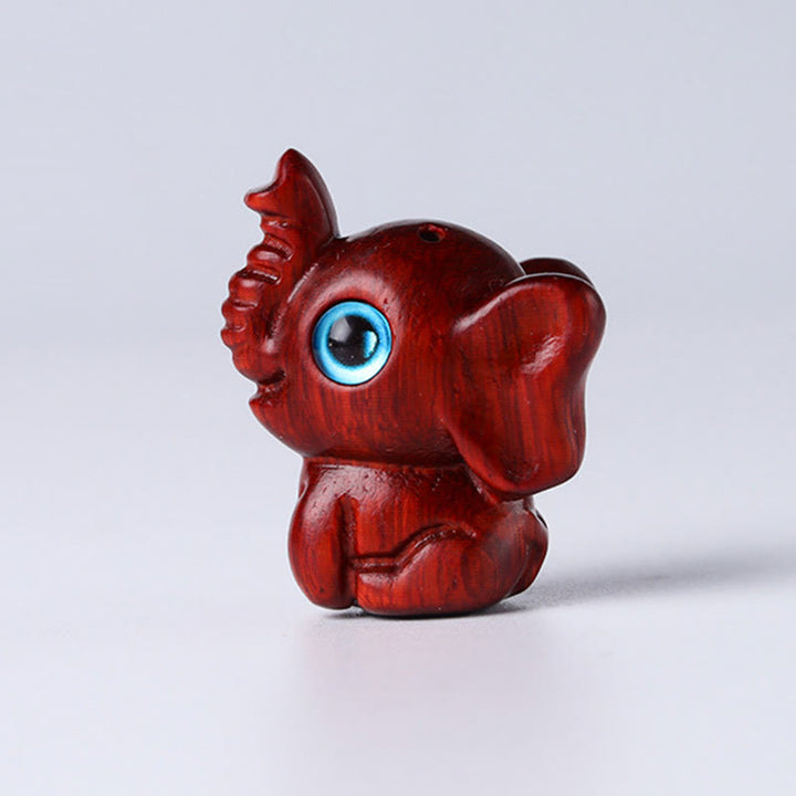 Buddha Stones白檀の小葉 紅檀 緑檀 幸運のミニ象の彫刻 守護装飾