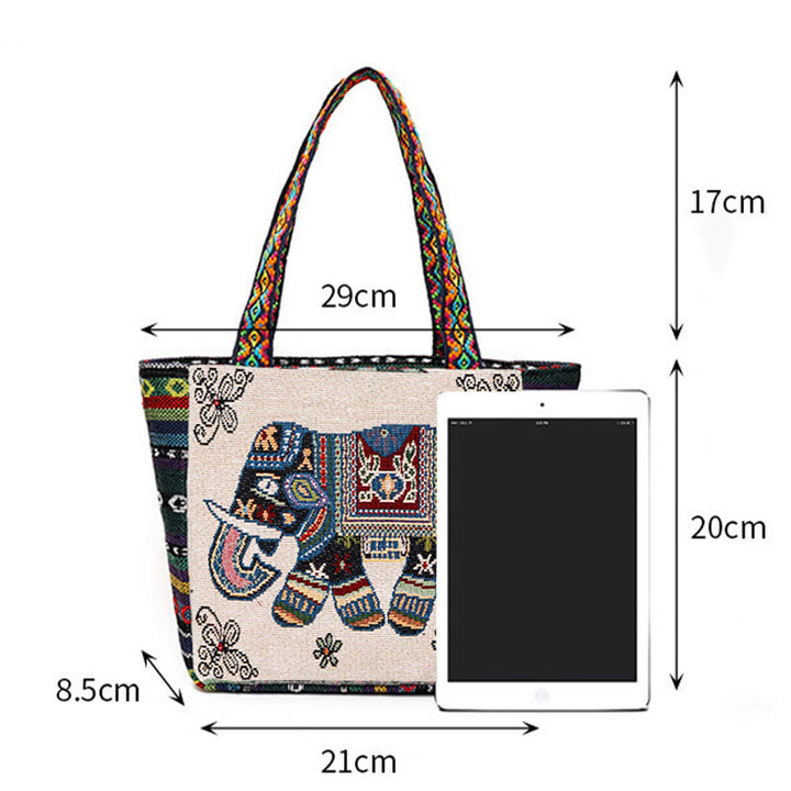 Buddha Stonesの蝶刺繍入り大容量キャンバストートバッグショルダーバッグ