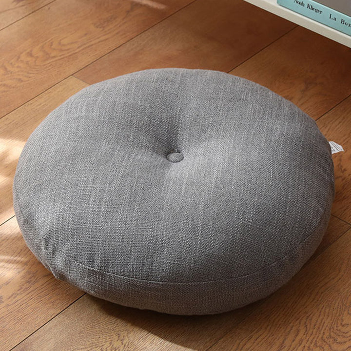 Buddha Stones 蓮のシンプルな模様のリネン製瞑想用座布団 ホームリビングルーム装飾 - 取り外し可能 - 約40cm×10cm（多少の誤差が生じる場合があります） - 薄暗い灰色 - image 0