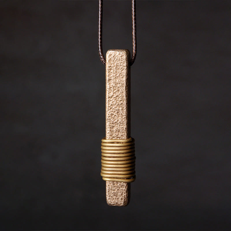 Buddha Stonesヴィンテージテクスチャデザイン真鍮銅富ネックレスペンダント - image 1