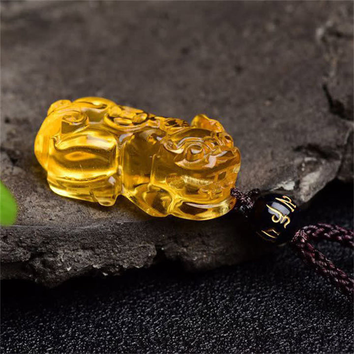 Buddha Stones風水シトリン貔貅富ネックレスペンダント - image 4