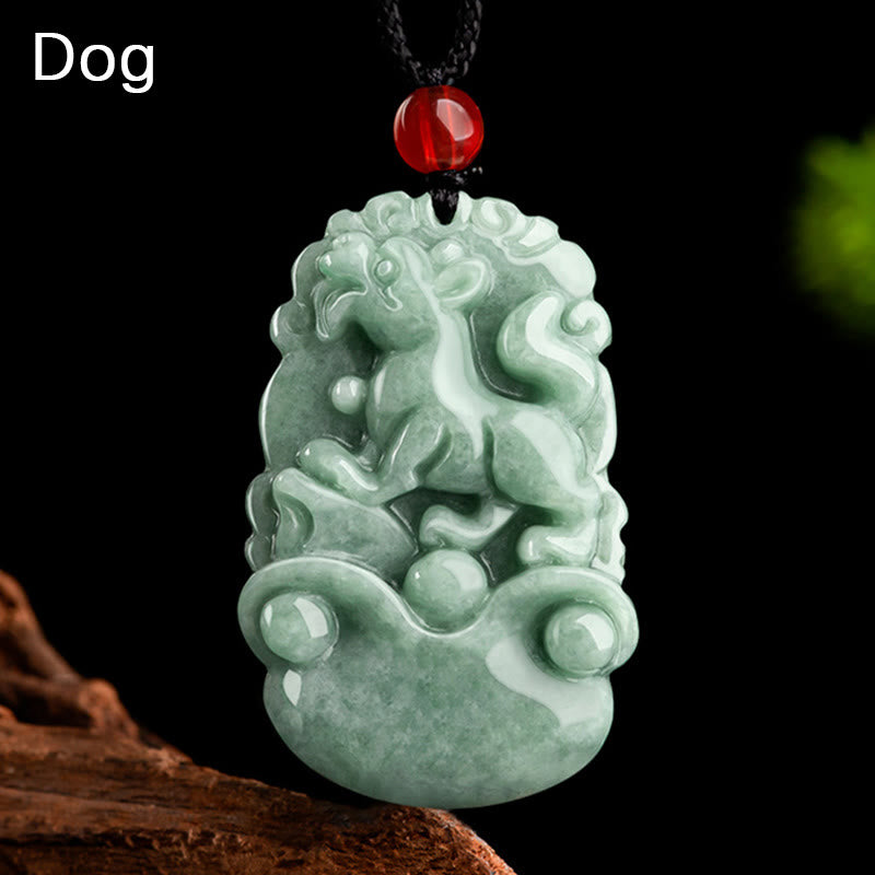 Buddha Stones天然グリーン翡翠 12星座 幸運 繁栄 ネックレス ペンダント - 犬 - image 19