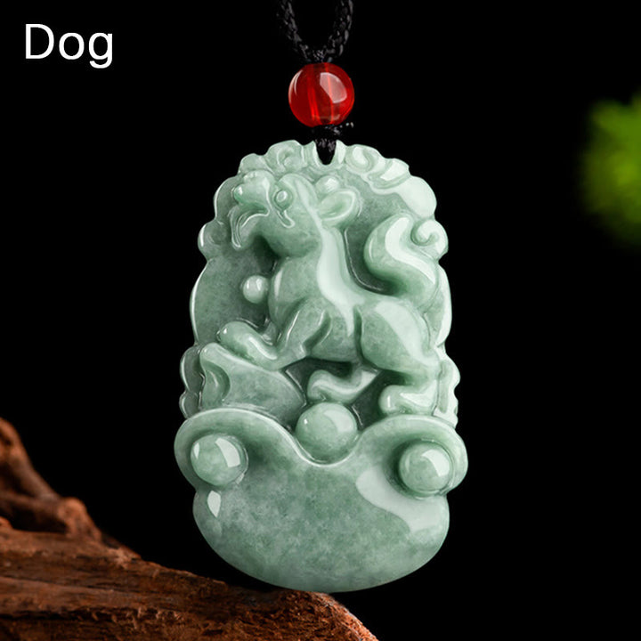 Buddha Stones天然グリーン翡翠 12星座 幸運 繁栄 ネックレス ペンダント - 犬 - image 19