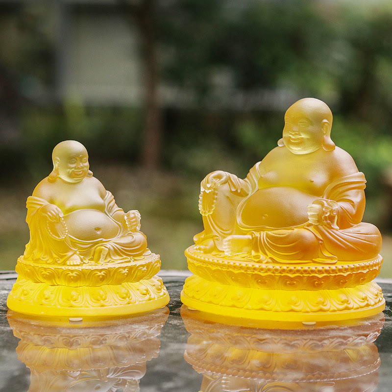 Buddha Stones手作り 笑う仏像 琉璃水晶 芸術品 富の像 家の装飾