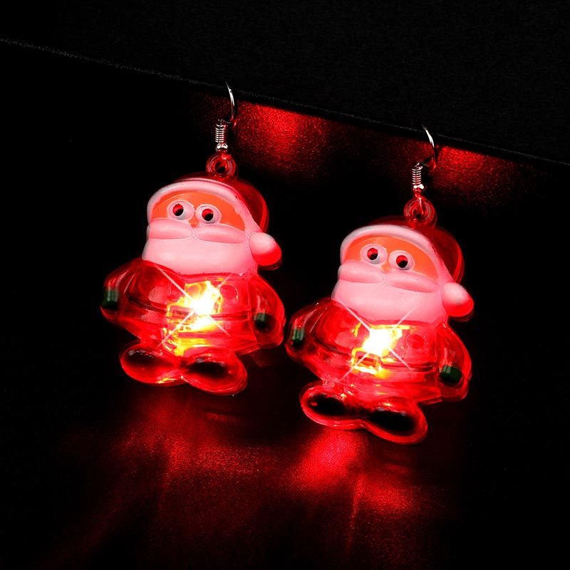 LEDクリスマスサンタクロースツリーエルク光るイヤリング
