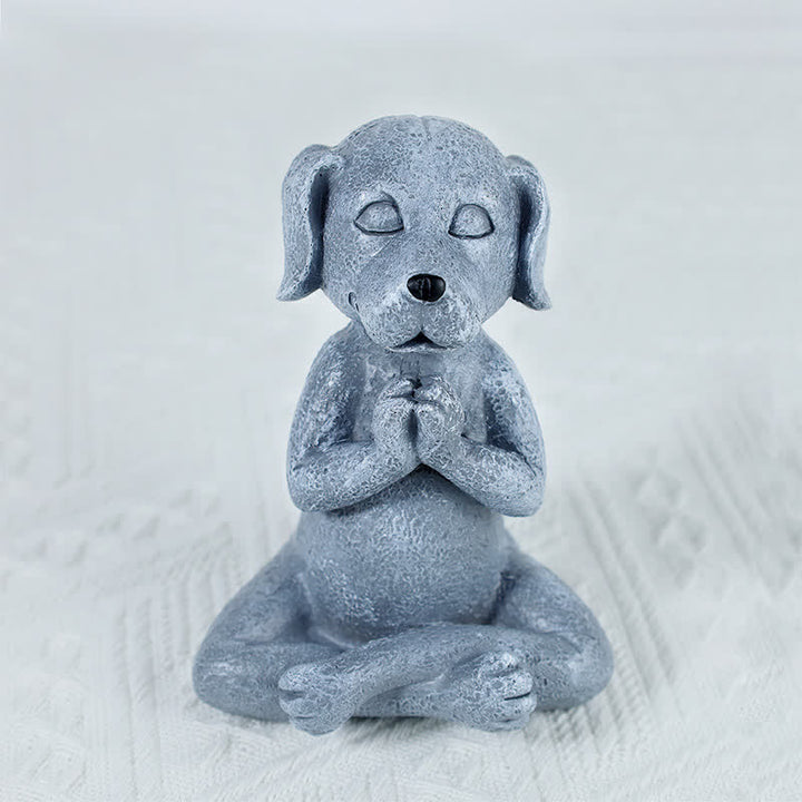 禅の瞑想をする犬と猫のカエルの飾り - 瞑想犬 9CMX8CMX12CM(180g) - image 0