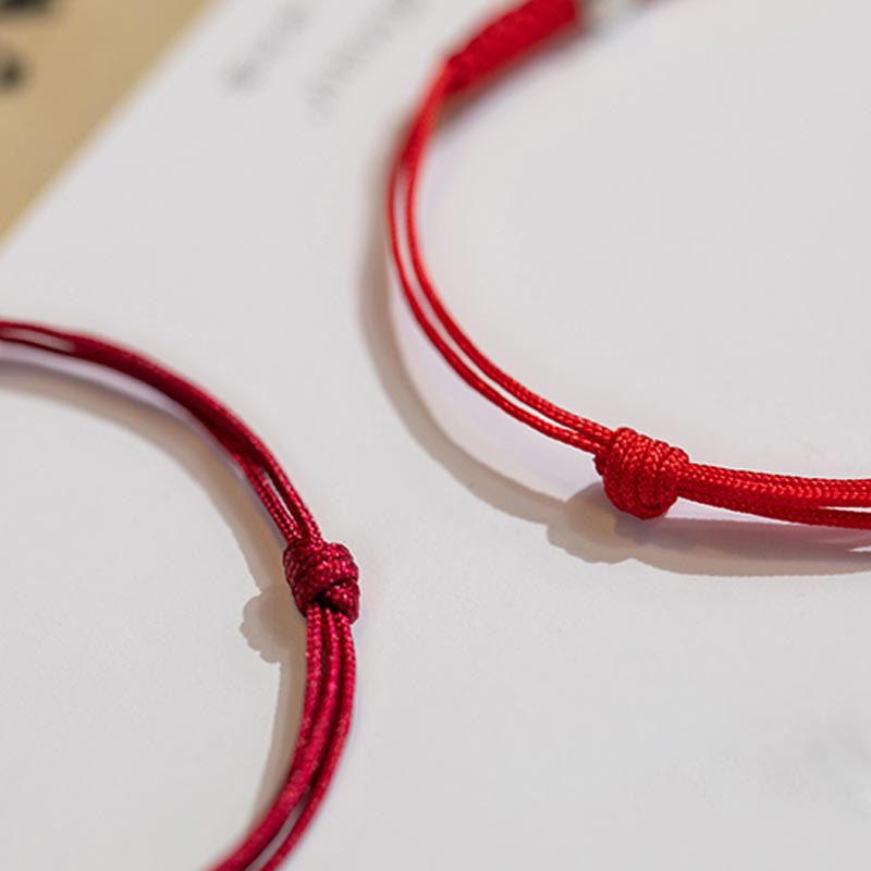 Buddha Stones925スターリングシルバー 幸運のビーズ 守護 レッドストリング 編み込みブレスレット