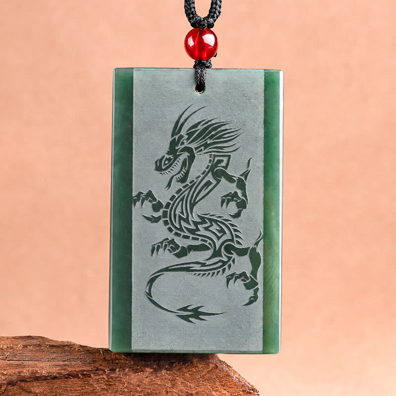 Buddha Stones和田翡翠 龍彫り 成功のネックレスペンダント - image 2