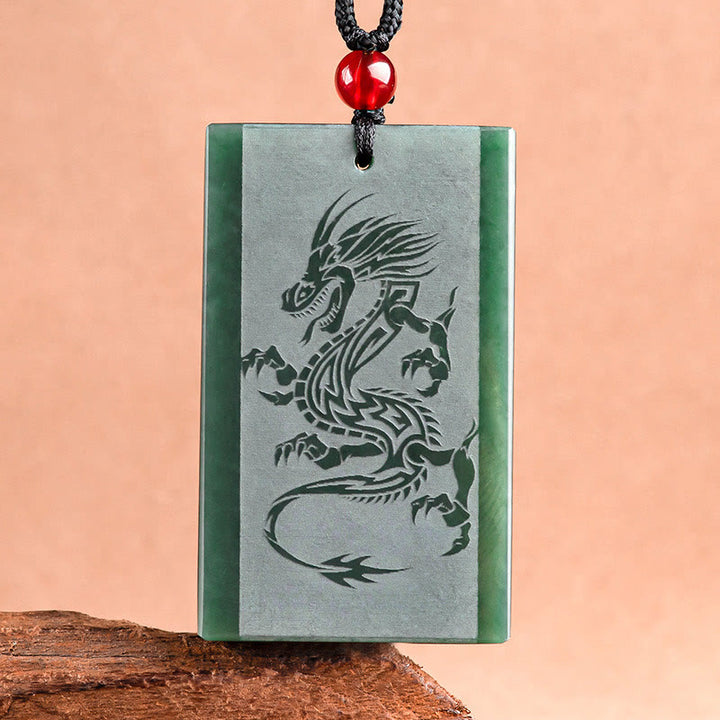 Buddha Stones和田翡翠 龍彫り 成功のネックレスペンダント - image 2