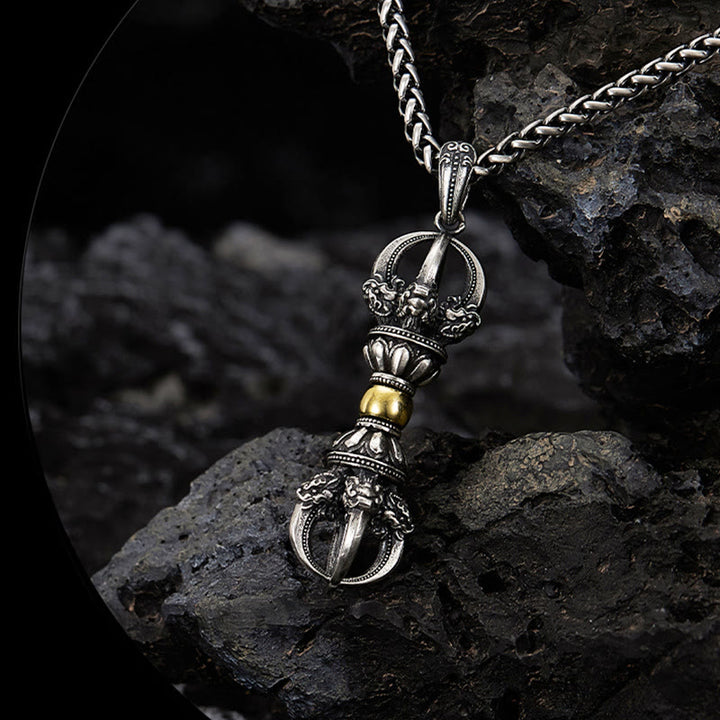 Buddha Stonesチベットドルジェ金剛杵デザイン富のネックレスペンダント