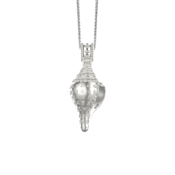 Buddha Stones999 スターリングシルバー シャンカ コンクシェル 貝殻 ラッキーネックレス ペンダント