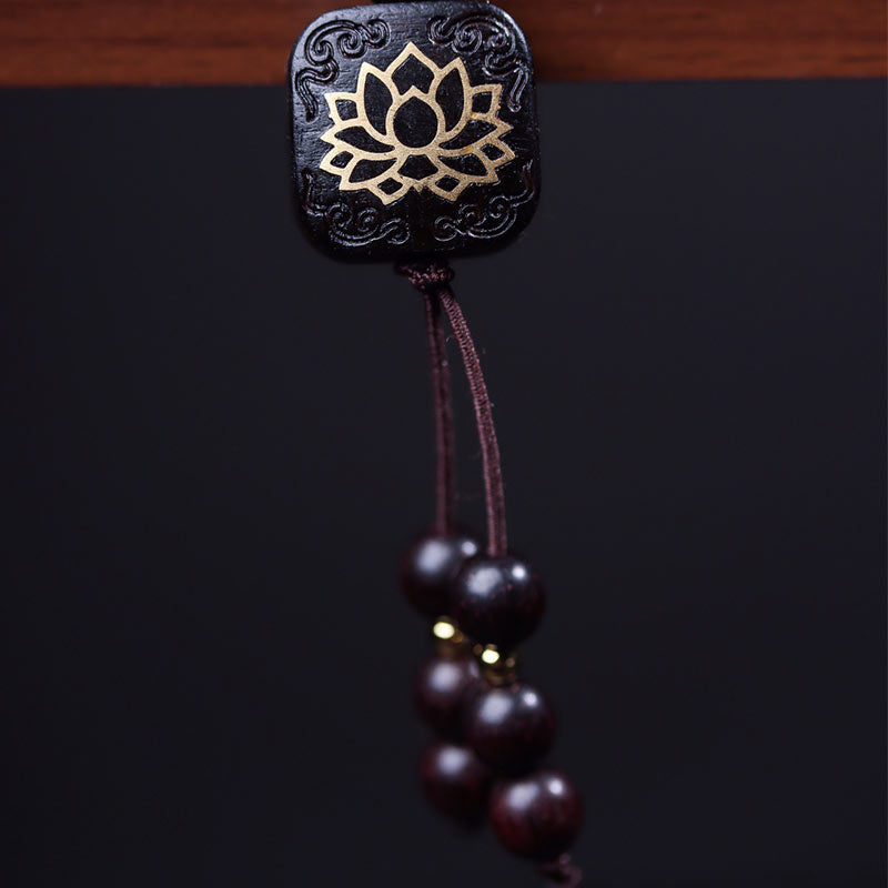 Buddha Stones 108Malaチベット小葉紅檀蓮華バランスブレスレット