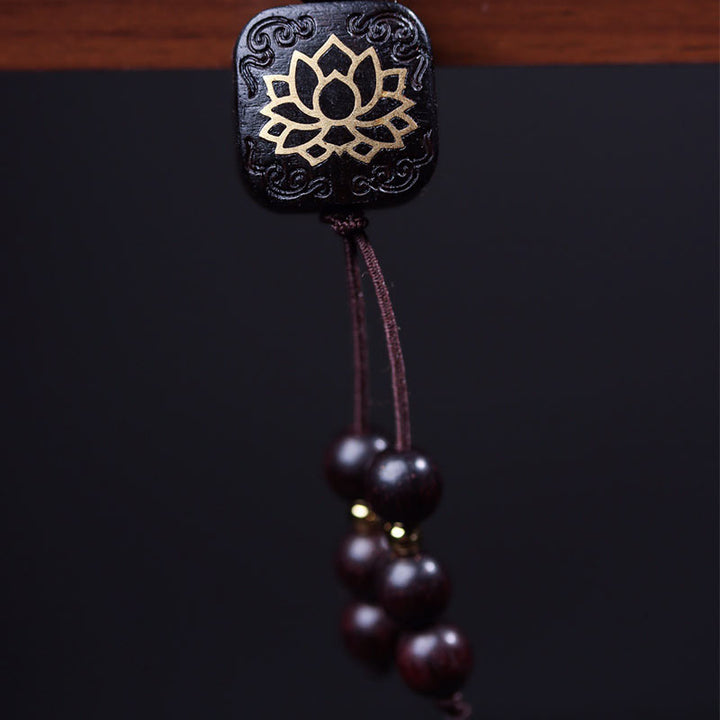 Buddha Stones 108Malaチベット小葉紅檀蓮華バランスブレスレット