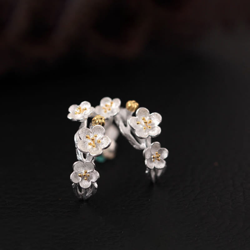 Buddha Stones925スターリングシルバー 梅の花 フローラルブレッシングイヤリング