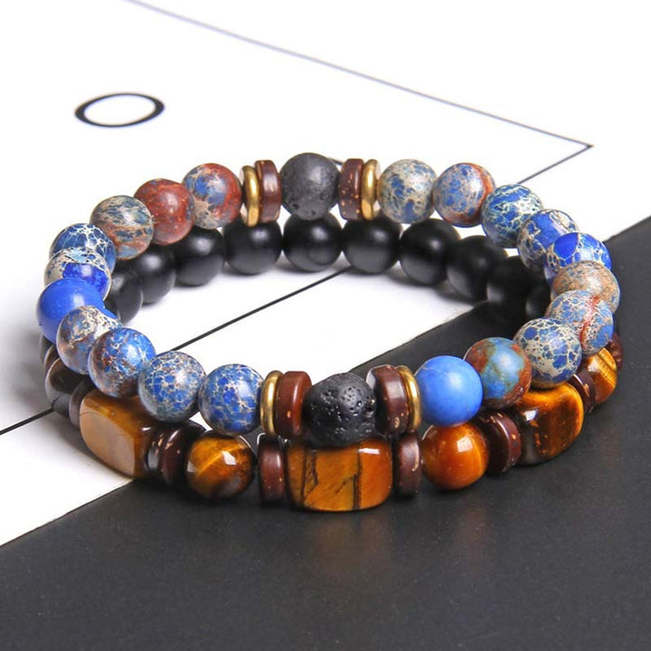 Buddha Stones2個入り ヒーリングクリスタル エンペラーストーン タイガーアイ ビーズブレスレット
