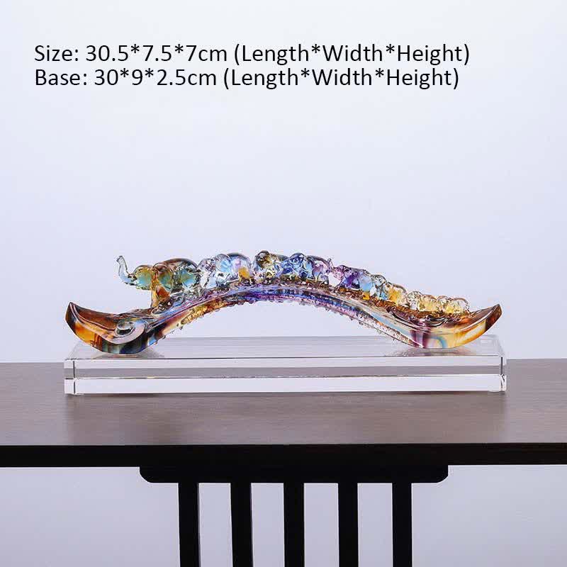 手作りのLiuliクリスタルRuyi象のアートピース、クリスタルベース付きホームデコレーション