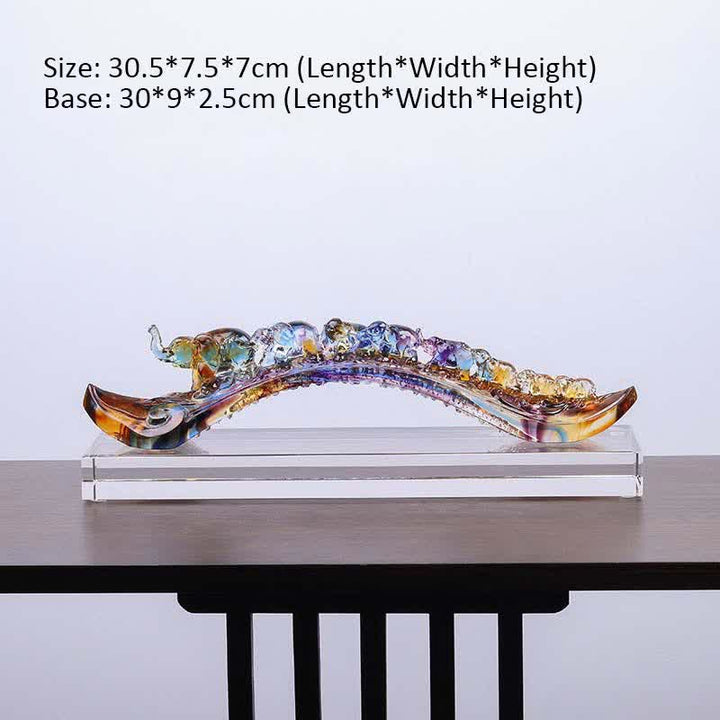 手作りのLiuliクリスタルRuyi象のアートピース、クリスタルベース付きホームデコレーション