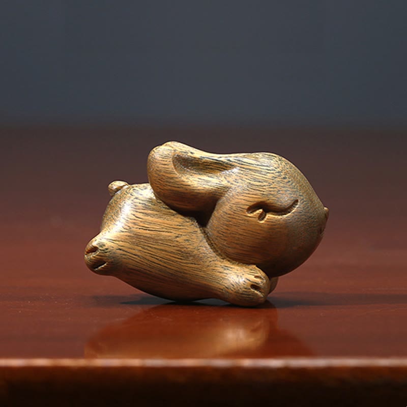 Buddha Stones緑 白檀 小さな ミニ かわいい ウサギ 平和 装飾