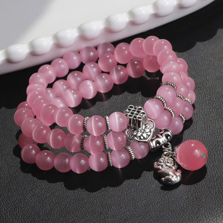 Buddha Stonesキャットアイ貔貅サポートトリプルラップブレスレット