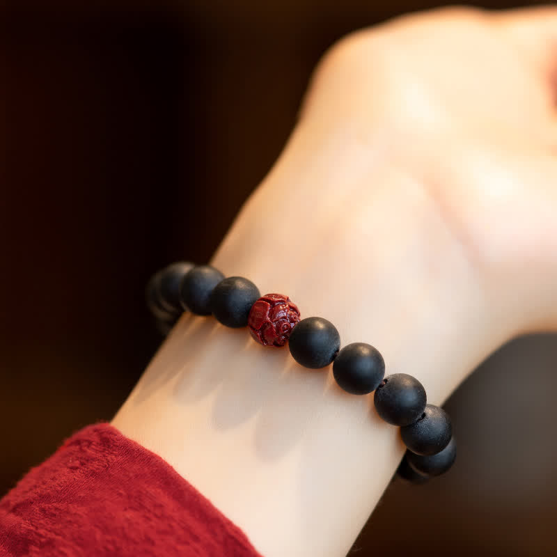 Buddha Stonesチベットヒノキ辰砂蓮ヒーリングブレスレット
