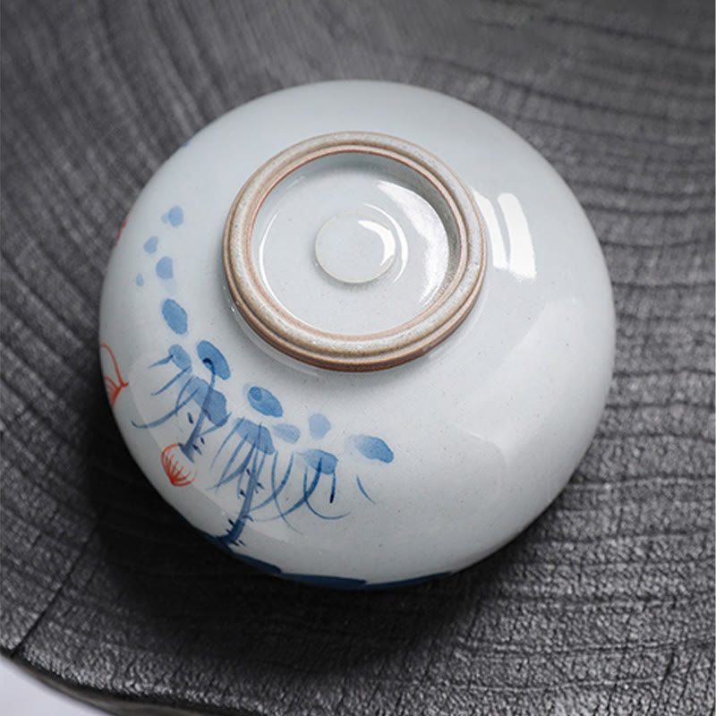 Buddha Stones、蓮の花の葉、竹製陶器のティーカップ、カンフーティーカップ
