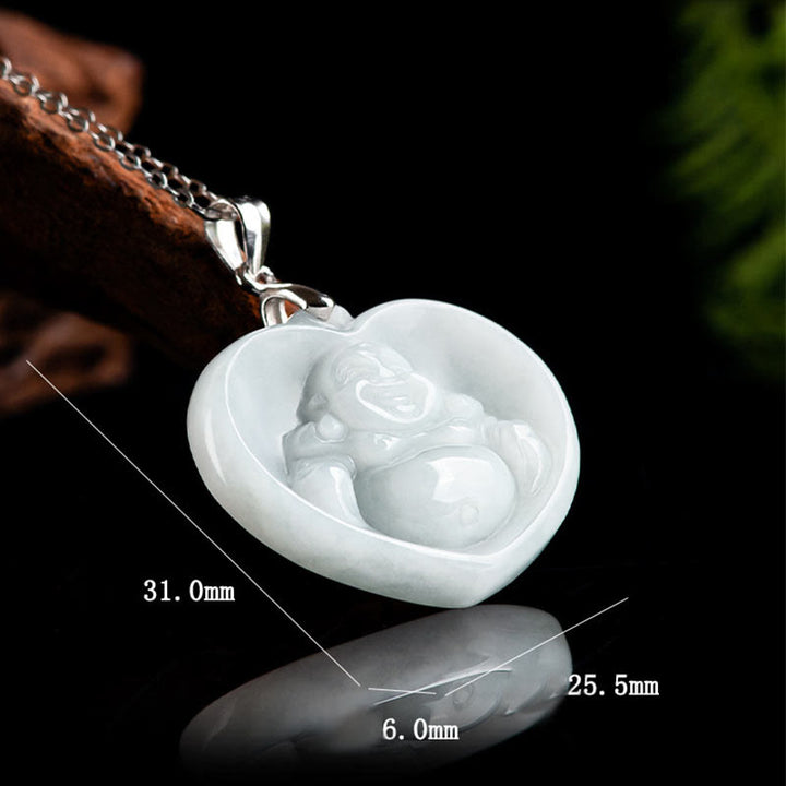 Buddha Stones925スターリングシルバー 笑う仏陀 白翡翠 幸運の祝福ネックレスペンダント - image 9