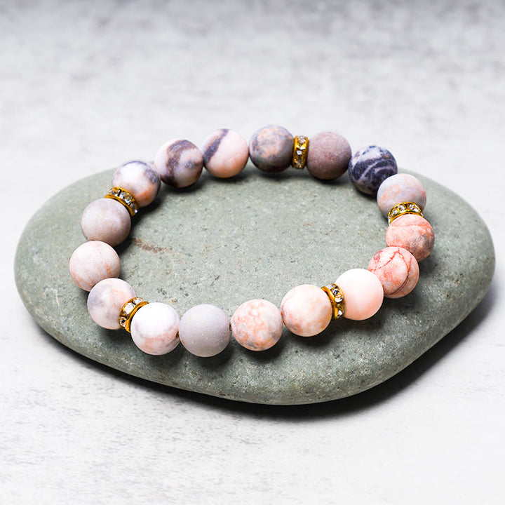 Buddha Stones不安・ストレス解消 クリスタル ゼブラ ジャスパー ビーズブレスレット