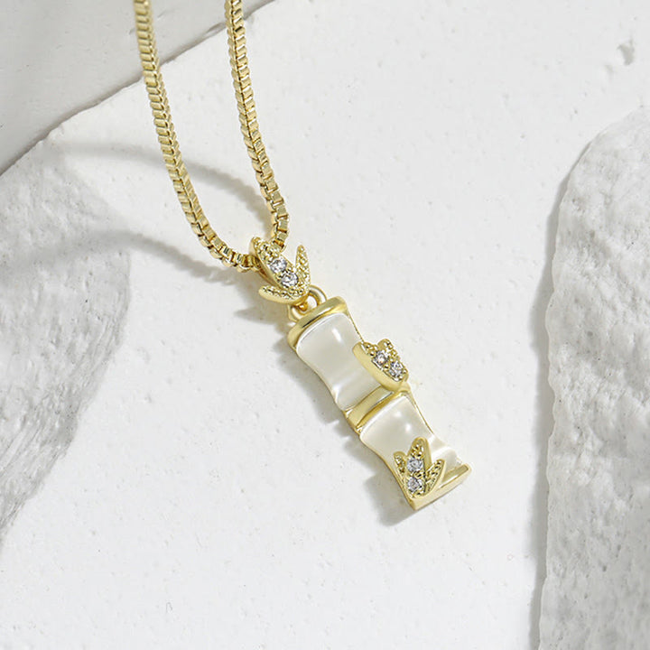 Buddha Stonesカルセドニー竹模様ハーモニーネックレスペンダント