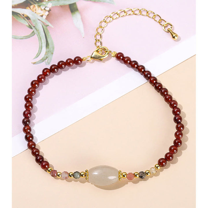 Buddha Stonesガーネット翡翠トルマリンビーズパッションブレスレット