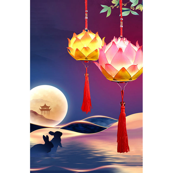 Buddha StonesDIY蓮の花ドラゴンランタンタッセルランプ装飾