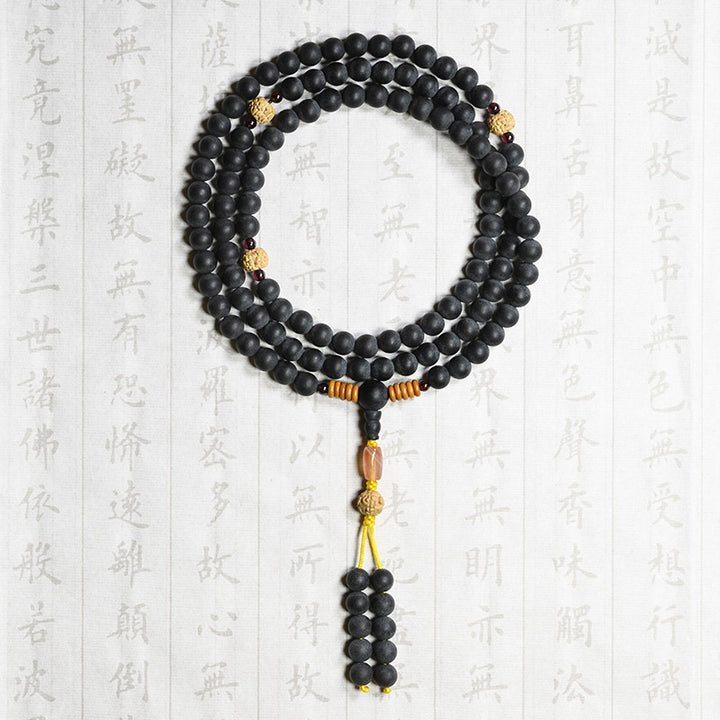 Buddha Stonesチベット数珠Mala菩提樹 赤瑪瑙 ヒーリングブレスレット