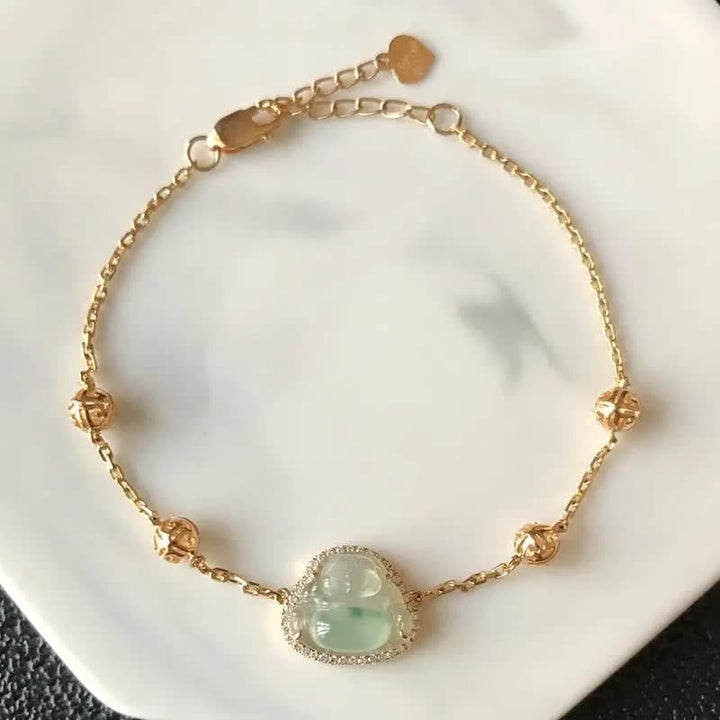 Buddha Stones笑う仏陀 翡翠 豊穣のチェーンブレスレット