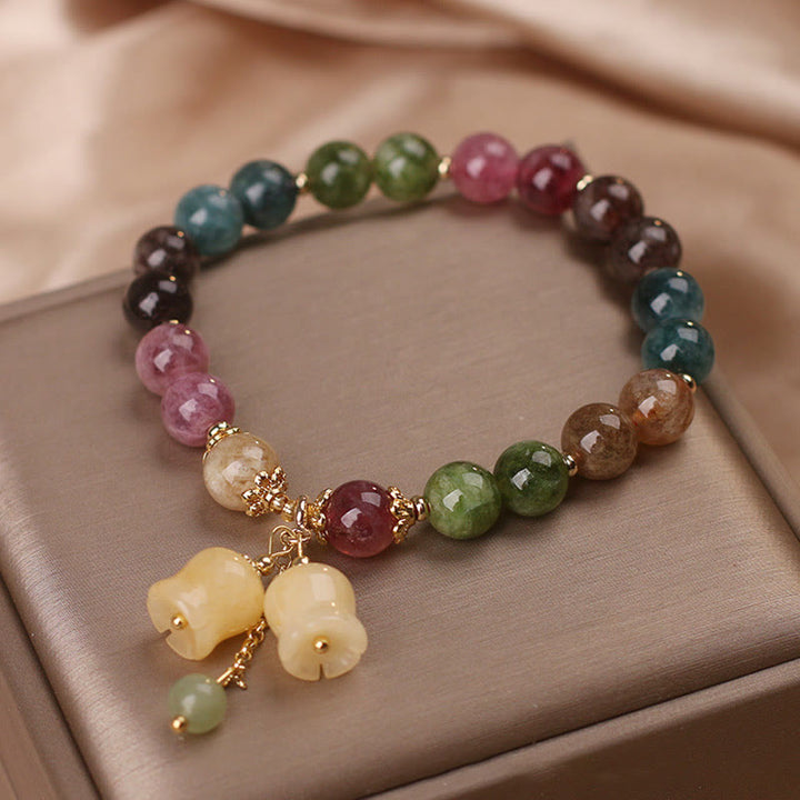 Buddha Stones天然カラフルトルマリンフラワービーズラブブレスレット