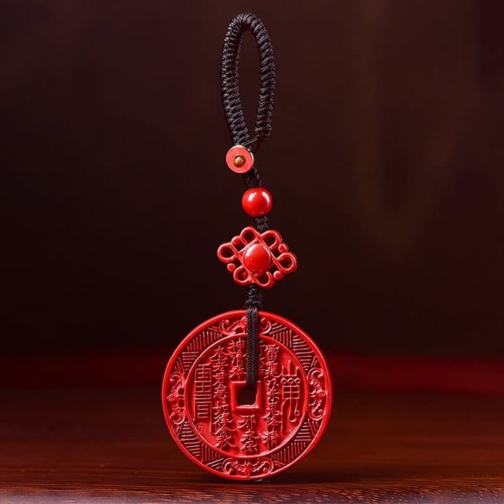 Buddha Stones天然辰砂 山の幽霊 お金を使う 八卦 祝福 ネックレス ペンダント キーチェーン