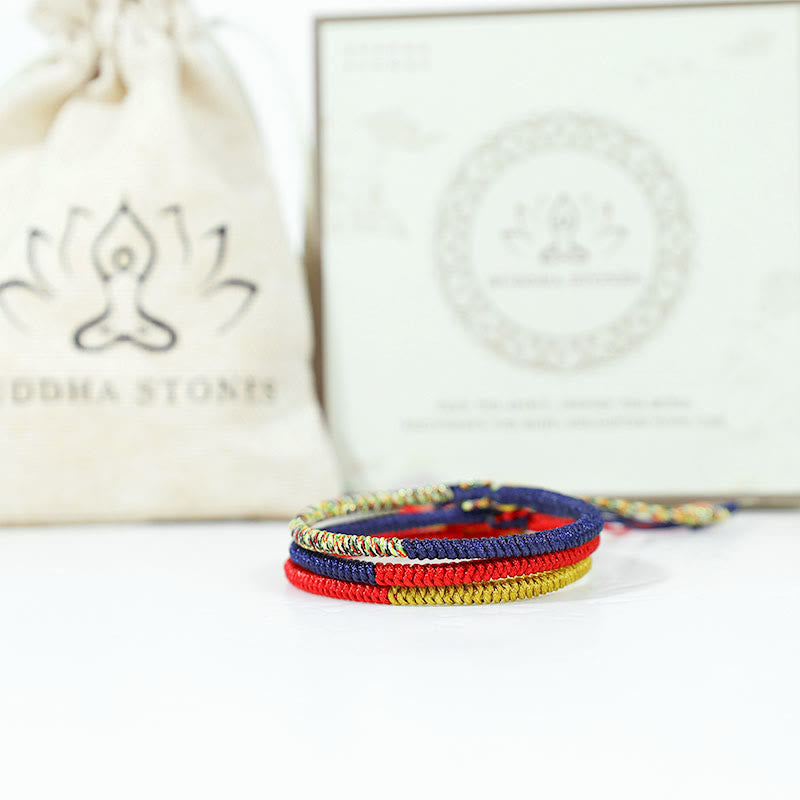 チベットのBuddha Stonesハンドメイドマルチカラーキングコングノット信仰保護編み込み2色ストリングブレスレット